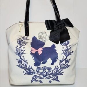 BRIGHTON MY FLAT IN LONDON (RARE) CROWN TERRIER COATED CANVAS TOTE NWOT